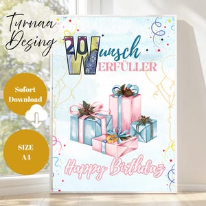 Bargeldgeschenk zum Geburtstag | Wunscherfüller | Last-Minute-Geschenk zum Geburtstag | PDF Sofort-Download | Geschenk | Geburtstagsgeschenk