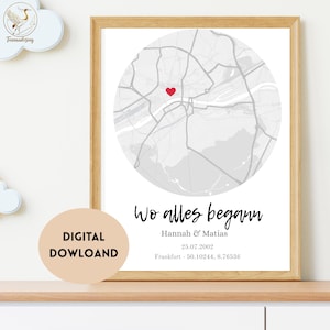 Personalisierte Karte - Verlobung Geschenk, Karte Drucke Jeder Ort, Stadt Karte, Stadt Karte, Liebe Karte Druck, Karte Geschenk, Karte Drucke Poster