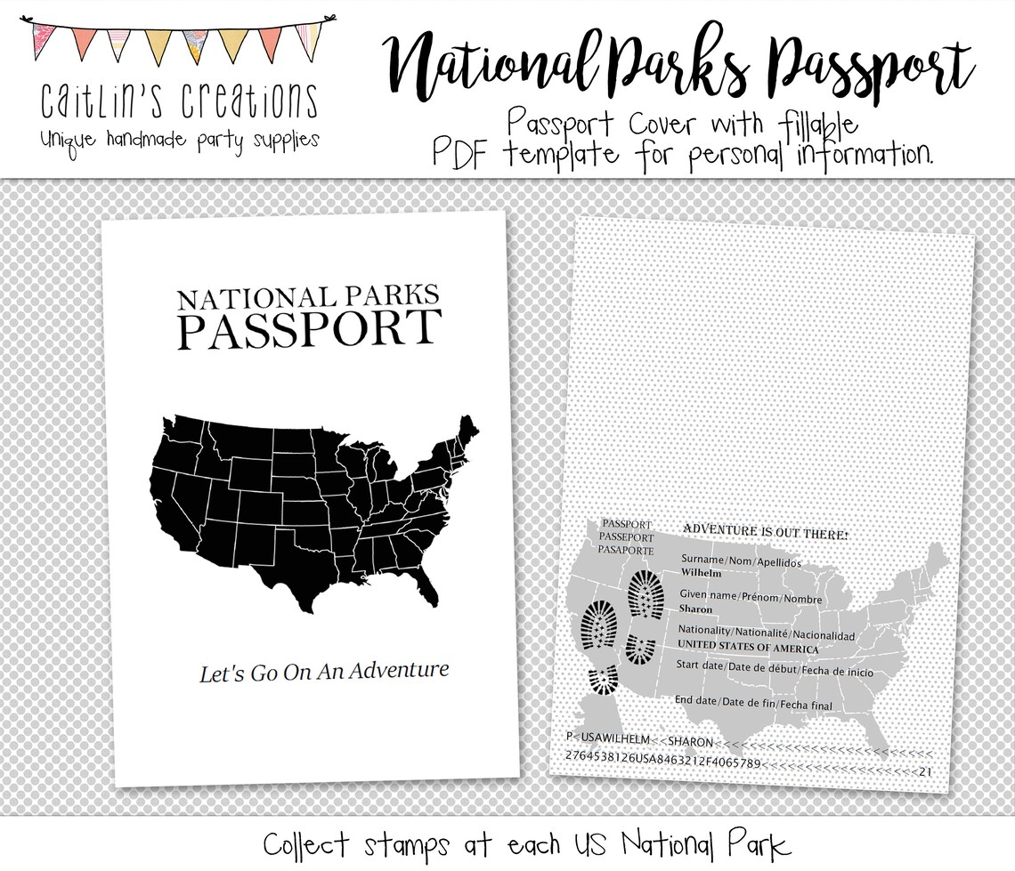 Printable National Parks Passport Collect Stamps 5x7 Etsy
