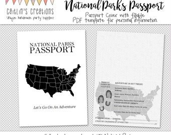 Printable National Parks Passport - Collect stamps - 5x7 - Adventure Passport - Custom passport - Digital Template - Instant download