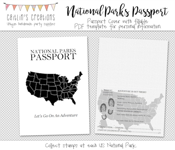 Printable National Parks Passport Collect Stamps 5x7 