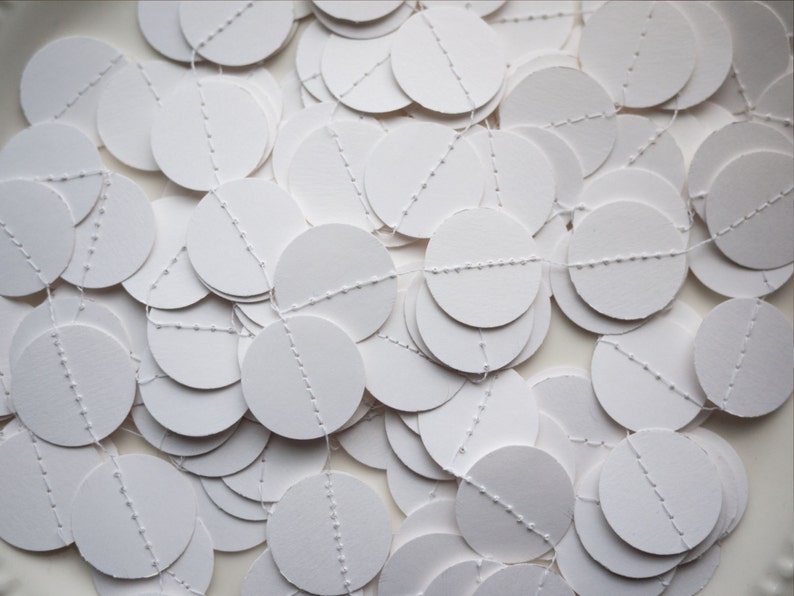 Paper Circles Garland 5 yards 15 feet Pure White Ready to Ship image 1