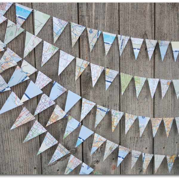 Mini Map Bunting - Paper bunting - Travel theme -  Ready to ship