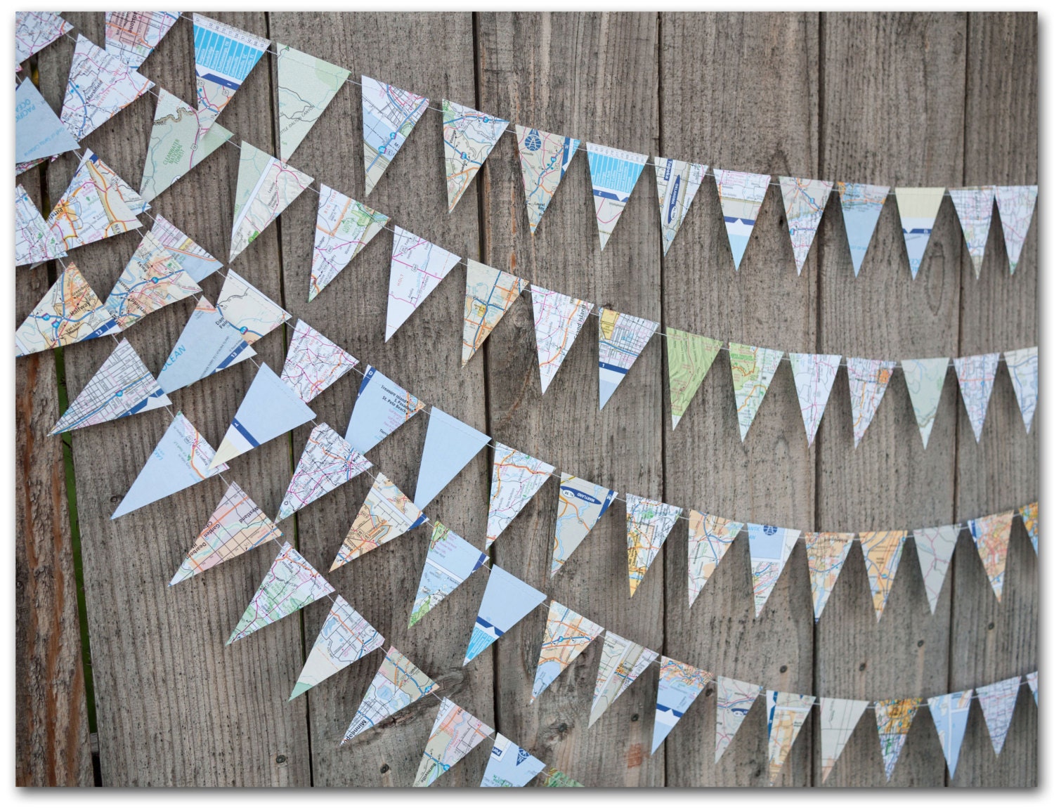 Mini Map Bunting - Paper bunting - Travel theme -  Ready to ship