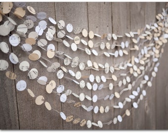 Sheet Music Garland - Wedding Garland - One Inch Paper Cirlces - 3, 5, or 10 yards - Upcycled, music lover, baby or bridal shower