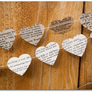 Vintage Dictionary Hearts Garland - Wedding Garland - Paper Hearts - Vintage dictionary hearts - Ready to Ship