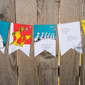 Book Banner One Fish, Two Fish Book Banner Dr. Seuss Party decoration, garland, upcycled Paper Decor Ready to ship image 4