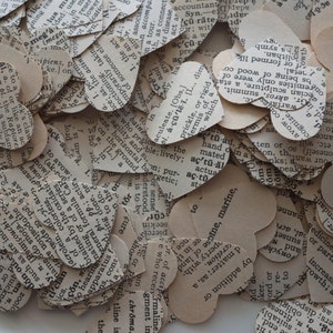 500 Paper hearts - Vintage dictionary hearts - Ready to Ship