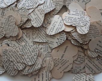 500 Paper hearts - Vintage dictionary hearts - Ready to Ship