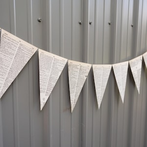 Vintage Dictionary Book Page Bunting - Upcycled book - wedding, birthday party, baby shower, library decor, book club decoration