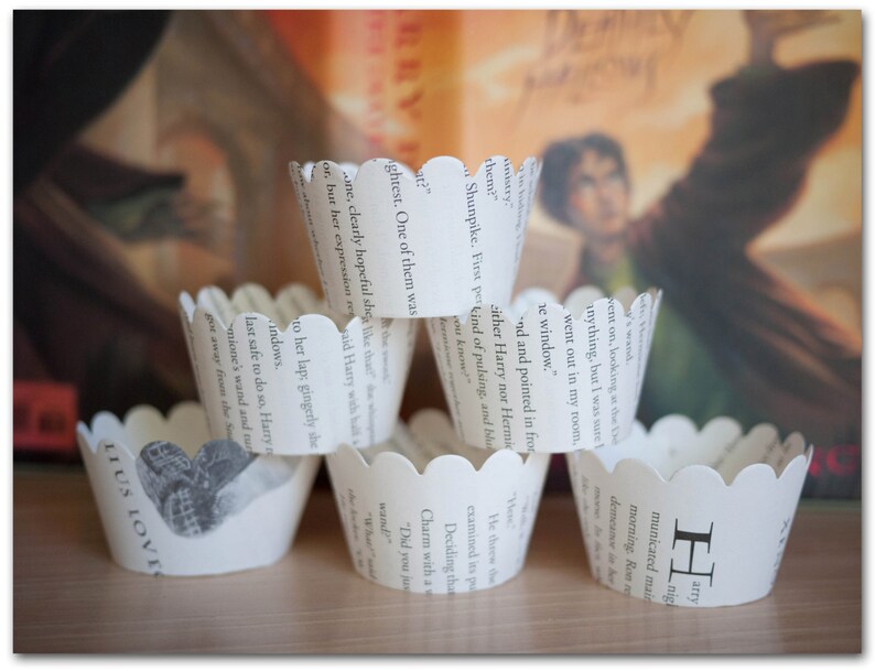 Upcycled Cupcake Wrappers Wizard party witch nerd party 11th birthday baby shower wedding Ready to ship