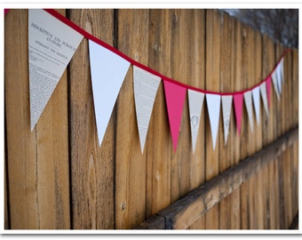 Doctor or Nurse Bunting - 9 feet - Vintage book pages, red & white card stock - Red bias tape - Ready to ship