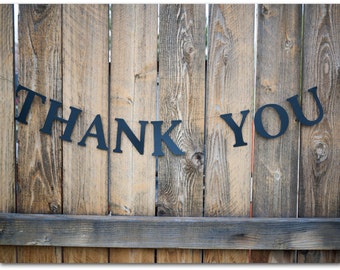 Thank You Banner - Black 4" high letters - 36" long banner - Photo prop, wedding sign - Ready to ship