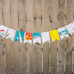 Buchgirlande - One Fish, Two Fish - Dr. Seuss - Partydekoration, Girlande, Upcycled - Papier Decor - Versandfertig