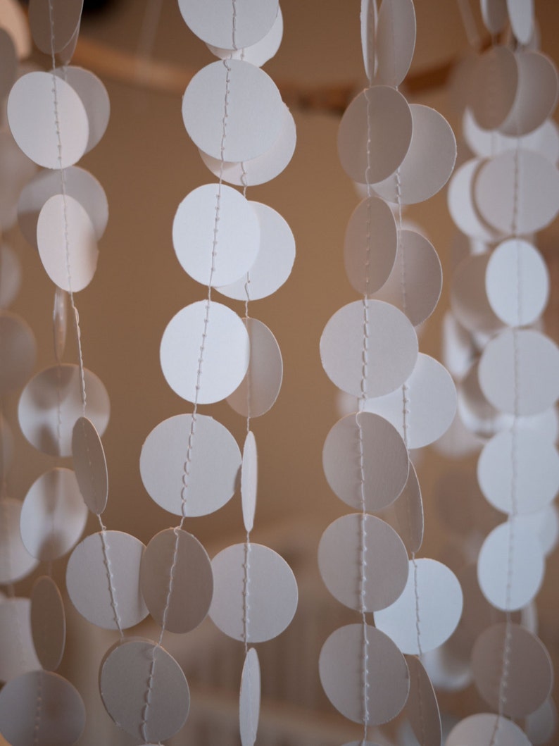 Paper Circles Garland 5 yards 15 feet Pure White Ready to Ship image 5