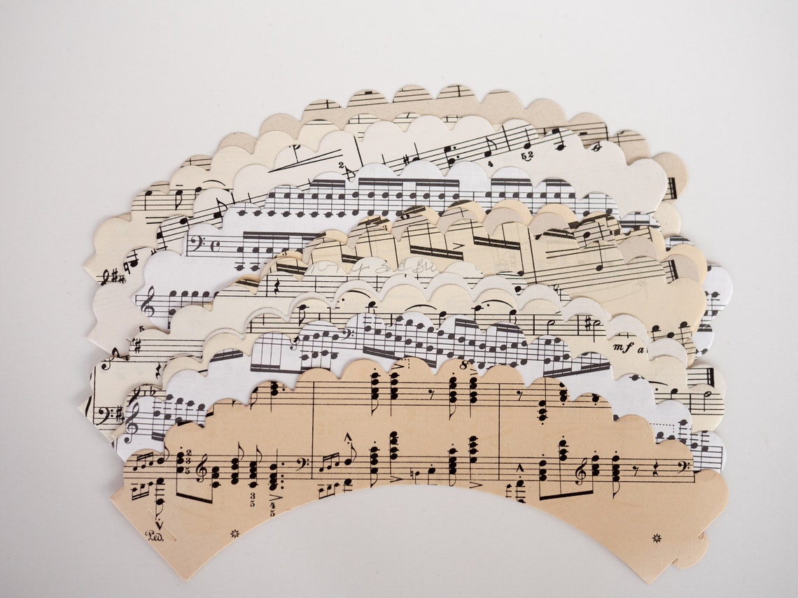 Vintage Sheet Music Cupcake Wrappers Party Supplies - Etsy