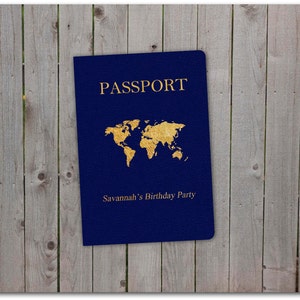 Passaporte de festa de aniversário para impressão - download instantâneo 5x7 - Passaporte mundial, chá de bebê, casamento, chá de panela - Passaporte personalizado - Modelo