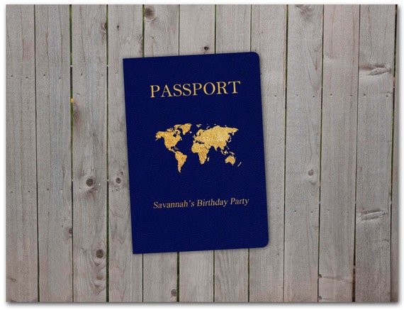 Printable Birthday Party Passport 5x7 Instant Download 