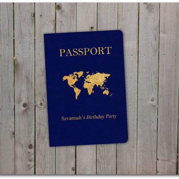 Printable Birthday Party Passport - 5x7 instant download - World Passport, baby shower, wedding, bridal shower - Custom passport - Template