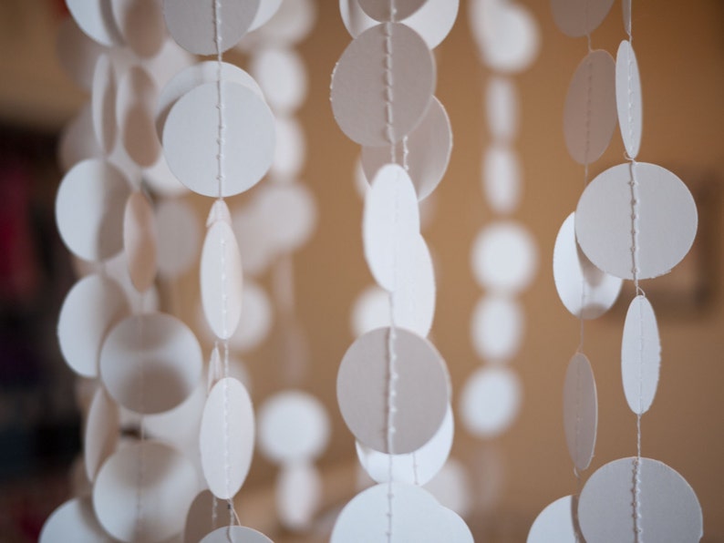 Paper Circles Garland 5 yards 15 feet Pure White Ready to Ship image 2