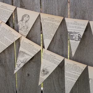 Upcycled Book Bunting - Charlotte's Webb - Party decoration, baby shower bunting, garland, upcycled - Paper Decor -  Ready to ship