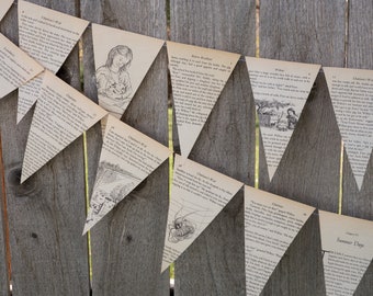 Upcycled Book Bunting - Charlotte's Webb - Party decoration, baby shower bunting, garland, upcycled - Paper Decor -  Ready to ship