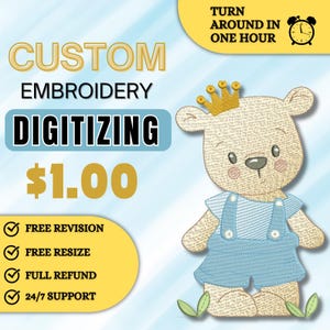Custom Embroidery Digitizing, Logo Digitizing, Machine Embroidery Digitizing Service, Image Digitizing Embroidery, Custom Digitize Kid Gifts