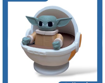 Star Wars Inspired Chunky Grogu Figure Kit, Sci-Fi Collector Display Model, Galactic Desk Decor
