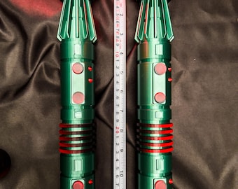 Darth Maul dubbelbladige lichtzwaardpropset: aangesloten dual saber-display, oplaadbare oplichtende cosplayreplica