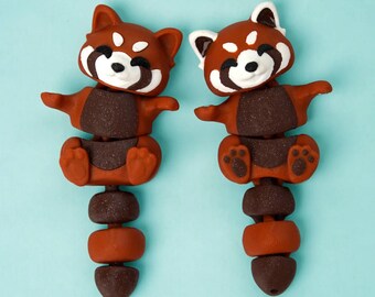 Giocattolo Fidget Antistress Panda Rosso Stampato In 3D - Morbido E Articolato