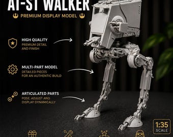 Star Wars Inspired AT-ST Walker Model, Imperial Scout Walker Replica, Sci-Fi Collector Decor