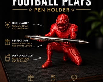 Football Plays Pen Holder – Football Desk Organizer, Sports Fan Gift, Quarterback Pen Stand, Office Decor