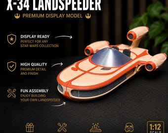 Star Wars X-34 Landspeeder Display Model – 30cm Sci-Fi Speeder Kit, Desk Decor, Collector Gift, Premium Assembly