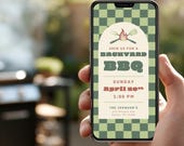 BBQ Party Mobile Invitation, Barbeque Hangout, Bar-B-Que Get-Together, Canva Editable DIY Template, Digital Design Download, Evite Invite
