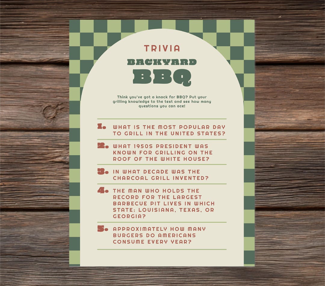 Barbecue Riddles BBQ Party Trivia Game, Barbeque, Barbecue, Bar-b-que, Digital Download ...