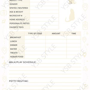 Pet Sitter Info Sheet: 2-Page Pet Care Planner (A4 PDF)