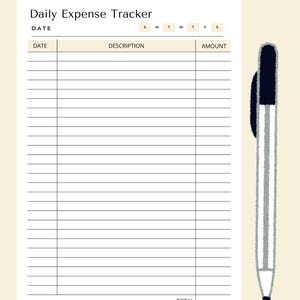 Planificador de gastos diarios imprimible: Planificador de presupuesto minimalista (Descarga PDF en tamaño A4 y carta de EE. UU.)