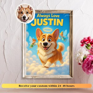 Memorial Portrait Cartoon Style, Personalized Dog Heaven Art, Custom Pet Loss Gift for Pet Lovers, Pet Art Digital Download