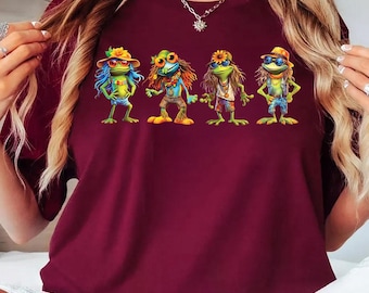 Frog Dancing Shirt, Froggy Tee, Funny Frog Self Care Shirt, Frog And Toad Shirt, Cottagecore Frog Shirt, Summer Shirt, Retro Frog Shirt, Tee