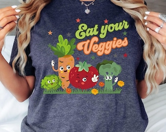 Eat Your Veggies Retro Graphic Shirt, Eat Your Veggies Shirt, Vegan Shirt, Farmers Market Vegetable Shirt, Veggies Shirt, Vegetable T-shirt