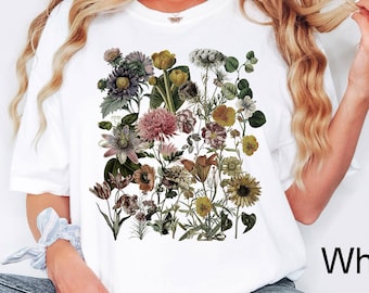 Boho Wildflowers Cottagecore Shirt, Whimsigoth, Plant Tee, Floral Shirt, Gift For Women, Flower Shirt Aesthetic, Plant Lover, Gift For Women