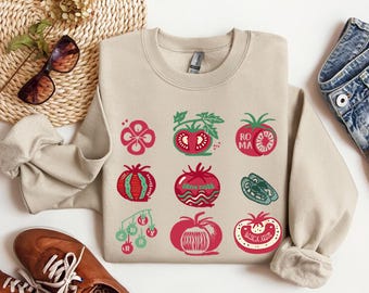 Tomato Sweatshirt, Graphic Sweatshirt, Vegetable Screen Print Sweatshirt, Clothing Foodie Gardening Gift Sweatshirt, Vegetable Sweatshirt