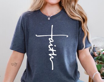 Faith Shirt, Faith Cross Shirt, Christian Gift, Faith Gift, Christian Shirts , Love and Grace Shirt, Faith Cross, Vertical Cross, Jesus Tee