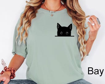 Comfort Colors® Black Cat Shirt, Cat Shirt, Cute Kitty Tee, Kitten T-shirt, Gift for Cats Lover, Cat Mom Shirts, Cat Shirt Women, Cat Shirt