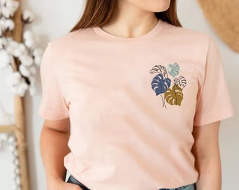 Monstera Leaf Shirt, Plant Shirt, Nature Lover Shirt, Gift for Plant Lover, Botanical T Shirt, Gardening Tee, Plant Mom Shirt, Plant Base