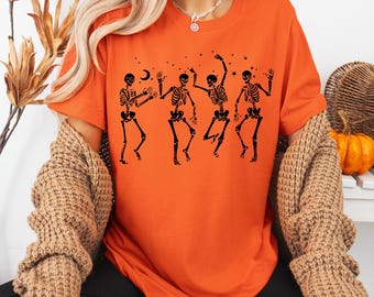 Dancing Skeletons Shirt, Halloween Party Skeleton Shirt, Retro Halloween T-Shirt, Cute Skeleton Shirt For Her, Funny Skeletons, Fall T-Shirt