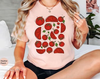 Tomato Shirt, Graphic Tee, Vegetable Screen Print Shirt, Clothing Foodie, Gardening Gift, Veggie Clothing, Foodie Gift, Food Shirt, Tomato