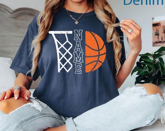Comfort Colors® Customized Basketball Shirt, Your Name Basketball, Personalized Basketball Shirt, Game Day Shirt, Basketball Season Tee