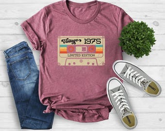 Vintage 1975 Limited Edition Cassette Shirt, 50th Birthday Shirt, Vintage 1975 Shirt,Vintage 50th Birthday Tshirt,Vintage Birthday Party Tee