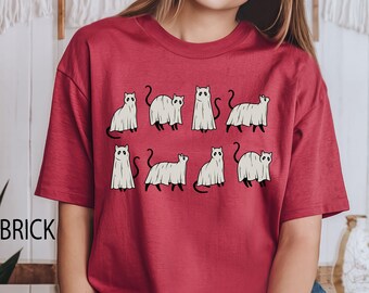 Comfort Colors® Halloween Shirt, Cat Shirt, Ghost Cat Shirt, Halloween T-shirt, Halloween Cat Shirt, Cat Lover Shirt, Black Cat Shirt,Spooky